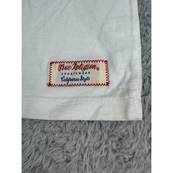 True Religion TRBJ Red Heart White V-Neck Tee Shirt Womens S 100% Cotton NWT - Picture 6 of 10